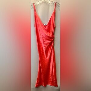 Double Zero Midi Dress Color Orange Coral Neon Size Lovely Large